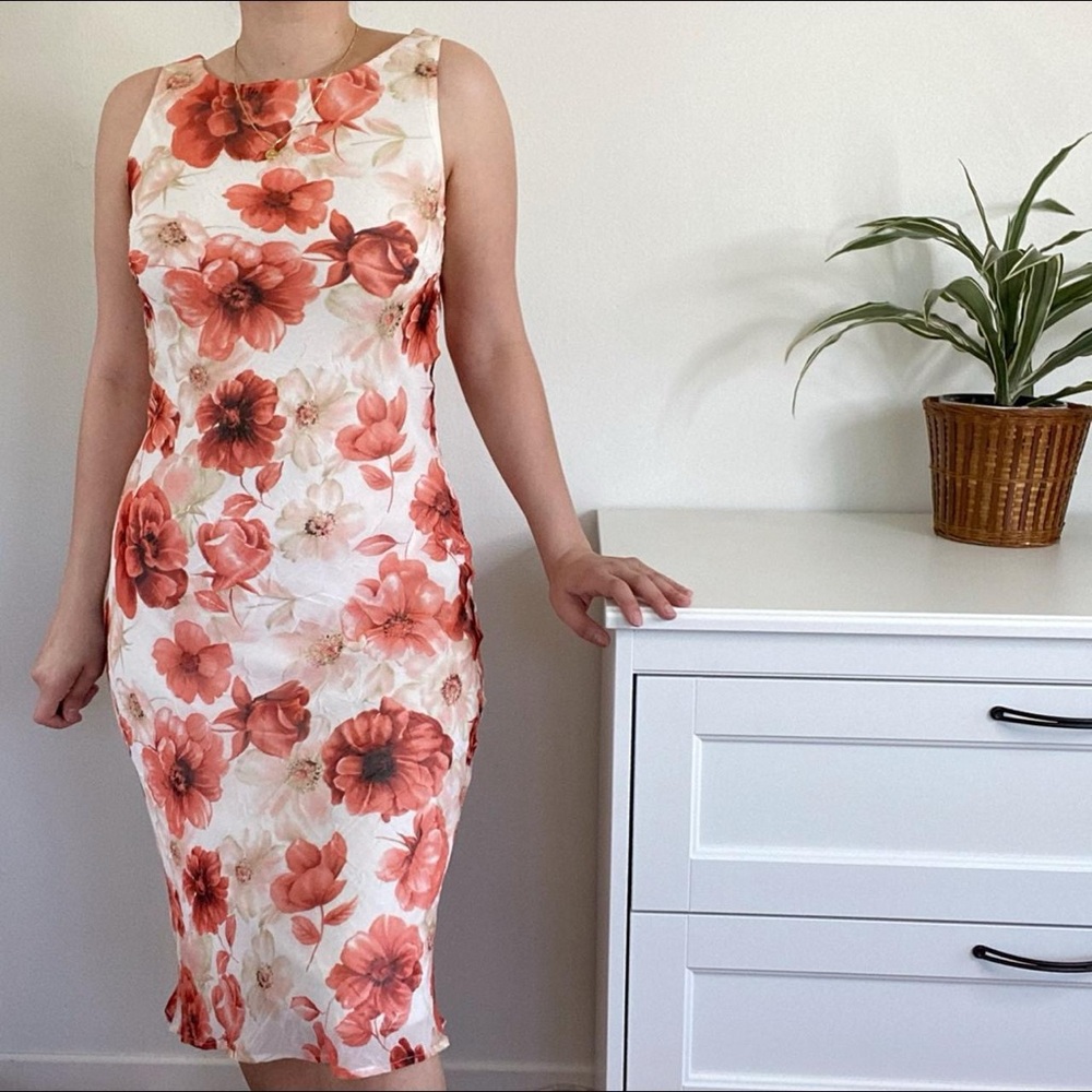 Vintage Floral Sleeveless midi Dress